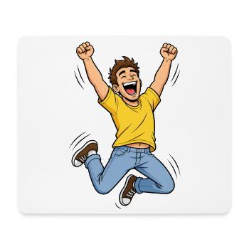Jubilant Man in the Jump – Comic Winner Success - Mouse Pad (horizontal) - white - Front
