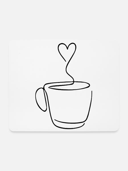 Kaffeelieberhaber Kaffee mit einer Linie gezeichne - Mousepad (Querformat) - Weiß