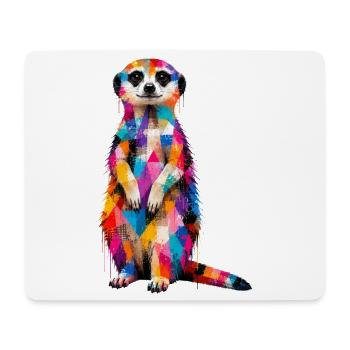 Colorful meerkat with splashes of color - Mouse Pad (horizontal) - white - Front