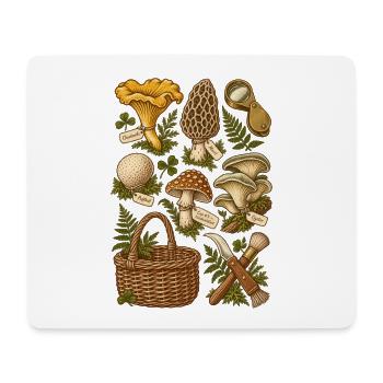 Mushrooms in the forest – botanical illustration - Mouse Pad (horizontal) - white - Front