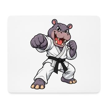 Strong hippopotamus in karate - Mouse Pad (horizontal) - white - Front