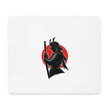 Samurai-Silhouette unter roter Sonne - Mousepad (Querformat) - Weiß - Vorne