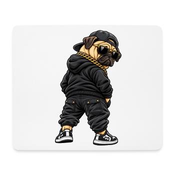 Cooler Gangster Mops im Streetwear Style - Mousepad (Querformat) - Weiß - Vorne