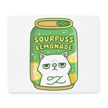 Funny Grouchy Cat Sourpuss Lemonade Drink Can - Mouse Pad (horizontal) - white - Front