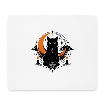 Sort de la Lune : Chat Noir - Tapis de souris (format paysage) - blanc - Devant