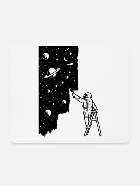 Space Lover Painter Astronaut Original - Mousepad (Querformat) - Weiß