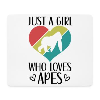 Affe Herz Silhouette Retro-Style - Mousepad (Querformat) - Weiß - Vorne