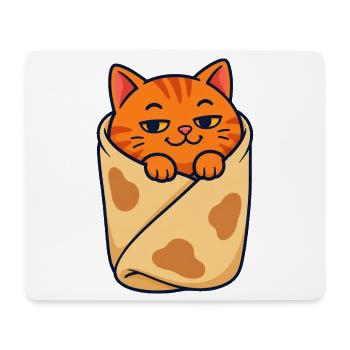 Orangefarbene getigerte Katze eingewickelt wie ein Burrito - Mousepad (Querformat) - Weiß - Vorne