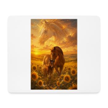 Stute und Fohlen im Sonnenfeld - Mousepad (Querformat) - Weiß - Vorne