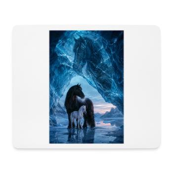 Schwarze Stute in der Eishöhle - Mousepad (Querformat) - Weiß - Vorne
