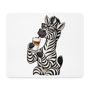 Zebra mit Latte Macchiato - Mousepad (Querformat) - Weiß - Vorne