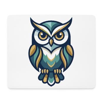 Stilisierte Eulenillustration mit geometrischen Mustern - Mousepad (Querformat) - Weiß - Vorne