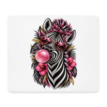 Frech gestreift – Zebra mit Style - Mousepad (Querformat) - Weiß - Vorne