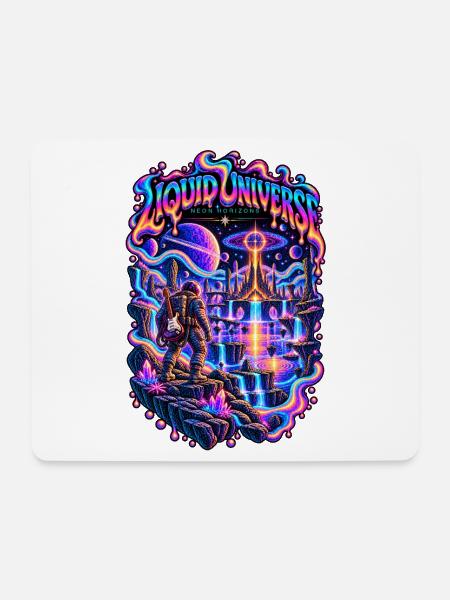 FLÜSSIGES UNIVERSUM | Neon Horizonte - Mousepad (Querformat) - Weiß