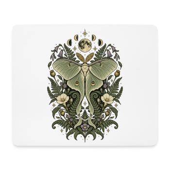 Mondblüte und Nachtfantasie-Motte - Mousepad (Querformat) - Weiß - Vorne