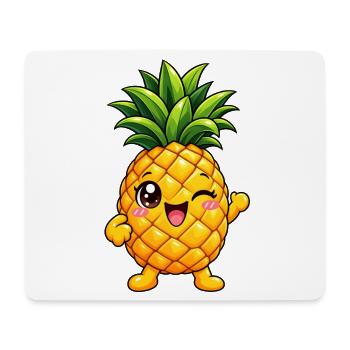 Ananas Kawaii Style – Süße Tropenfrucht - Mousepad (Querformat) - Weiß - Vorne