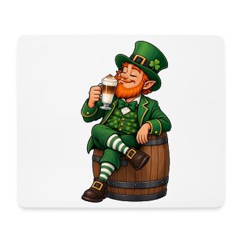 Leprechaun mit Latte Macchiato – Irischer Kaffee - Mousepad (Querformat) - Weiß - Vorne