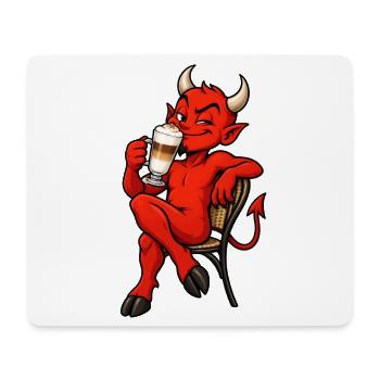 Teufel mit Latte Macchiato – Kaffee & Humor - Mousepad (Querformat) - Weiß - Vorne