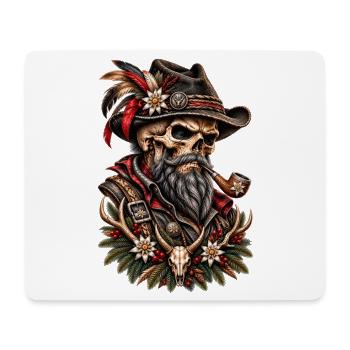 Alpine Outlaw – Wilder Skull mit Pfeife - Mousepad (Querformat) - Weiß - Vorne