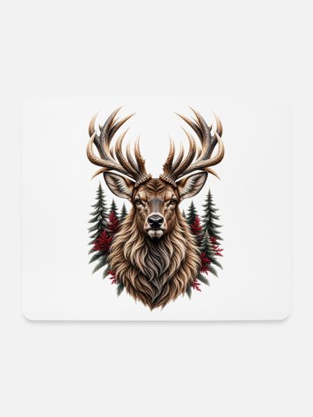 Black Forest Stag – Wilder Hirsch - Mousepad (Querformat) - Weiß