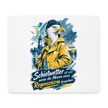 Lustige Möwe im Friesennerz Schietwetter - Mousepad (Querformat) - Weiß - Vorne