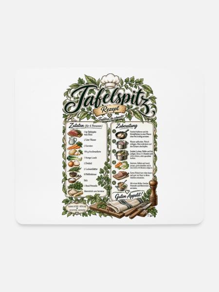 Tafelspitz Rezept – Tradition die schmeckt - Mousepad (Querformat) - Weiß