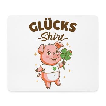 Glücksshirt Glücksschwein Kleeblatt Glücksbringer  - Mousepad (Querformat) - Weiß - Vorne