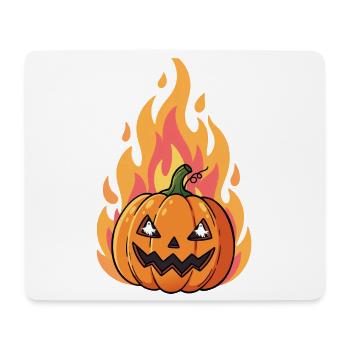 Flammender Kürbis Jack-o'-Lantern - Mousepad (Querformat) - Weiß - Vorne