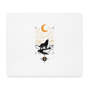 Mondnacht Wolf am Fluss - Mousepad (Querformat) - Weiß - Vorne
