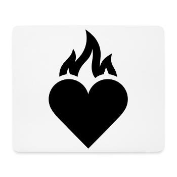 flammendes Herz - Mousepad (Querformat) - Weiß - Vorne