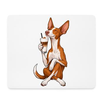 Podenco Ibicenco mit Latte Macchiato - Mousepad (Querformat) - Weiß - Vorne