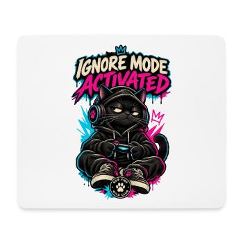 RobVibe Wild Club – Cat Ignore Mode Activated - Mousepad (Querformat) - Weiß - Vorne