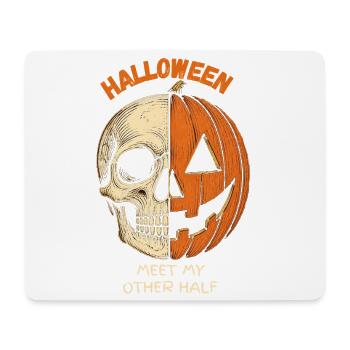 Halloween Skull Pumpkin Lernt meine andere Hälfte kennen - Mousepad (Querformat) - Weiß - Vorne