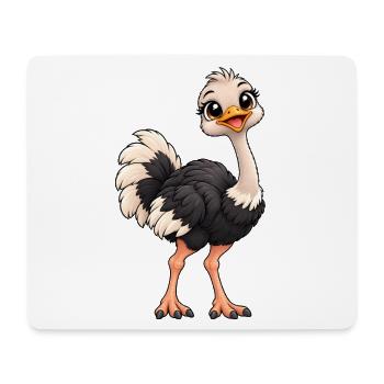 Vogelstrauß Kawaii Style – Süßer Laufvogel - Mousepad (Querformat) - Weiß - Vorne