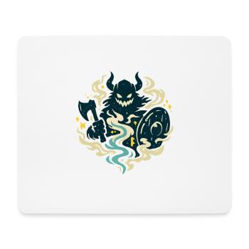 Dämonischer Krieger mit Axt - Mousepad (Querformat) - Weiß - Vorne