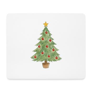 Weihnachtsbaum im Topf mit roten Ornamenten - Mousepad (Querformat) - Weiß - Vorne