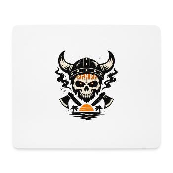 Viking Schädel mit Feueruntergang - Mousepad (Querformat) - Weiß - Vorne