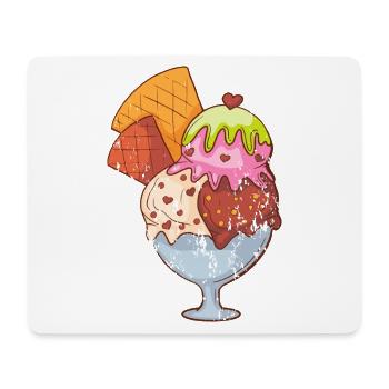 Retro vintage grunge style ice cream cup - Mouse Pad (horizontal) - white - Front