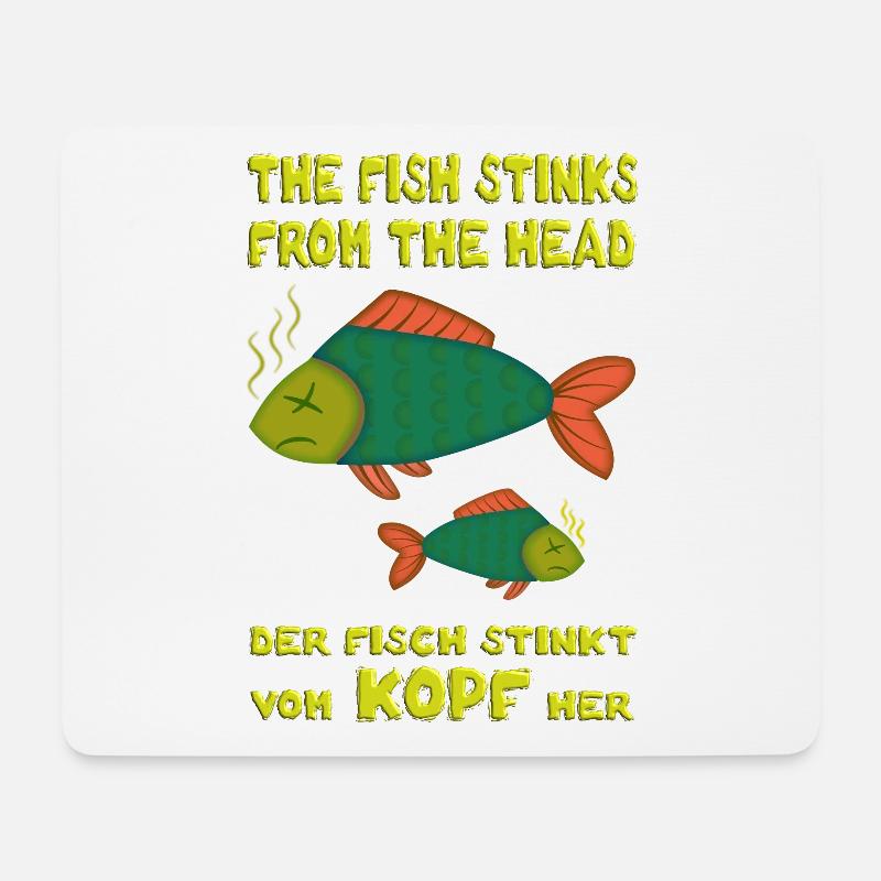 The fish stinks from the head. Fisch stinkt Kopf - Mousepad (Querformat) - Weiß