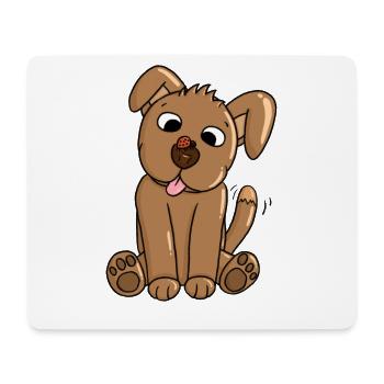 Un chiot se lie d’amitié avec une coccinelle - Tapis de souris (format paysage) - blanc - Devant