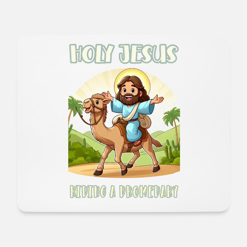 Holy Jesus riding a dromedary - Mousepad (Querformat) - Weiß