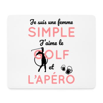 Golf - Femme simple j'aime le golf et l'apéro - Tapis de souris (format paysage) - blanc - Devant