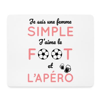 Je suis une femme simple j'aime le foot et l'apéro - Tapis de souris (format paysage) - blanc - Devant