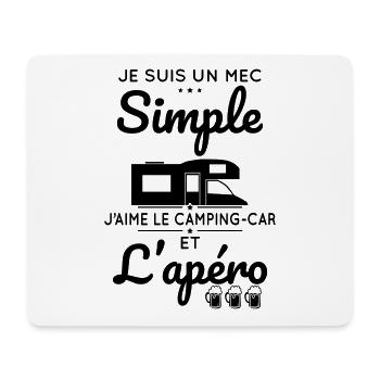 Mec simple aime le camping-car et l'apéro - Tapis de souris (format paysage) - blanc - Devant