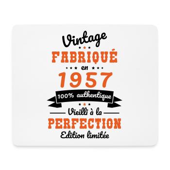 Anniversaire 65 ans - Vintage 1957 - Tapis de souris (format paysage) - blanc - Devant