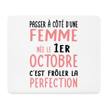 Anniversaire - Née 1er Octobre Frôler perfection - Tapis de souris (format paysage) - blanc - Devant