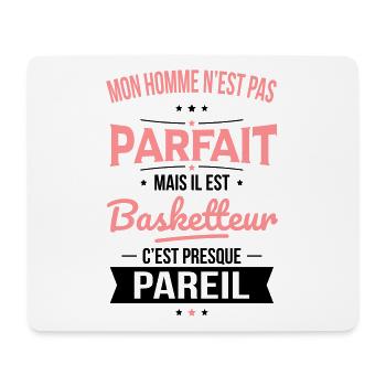 Mon homme n'est pas parfait mais il est basketteur - Tapis de souris (format paysage) - blanc - Devant