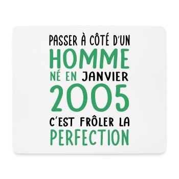 Anniversaire 20 ans - Né en Janvier 2005 - Tapis de souris (format paysage) - blanc - Devant