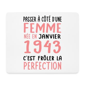 Anniversaire 81 ans - Née en Janvier 1943 - Tapis de souris (format paysage) - blanc - Devant