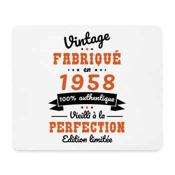 Anniversaire 65 ans - Vintage 1958 - Tapis de souris (format paysage) - blanc - Devant